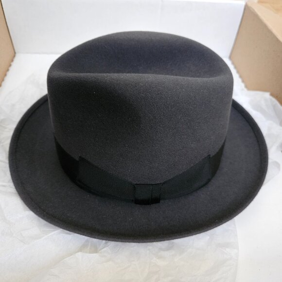 Worth & Worth BRAND NEW Gray Madison Fedora Felt Hand Made in Italy Vintage